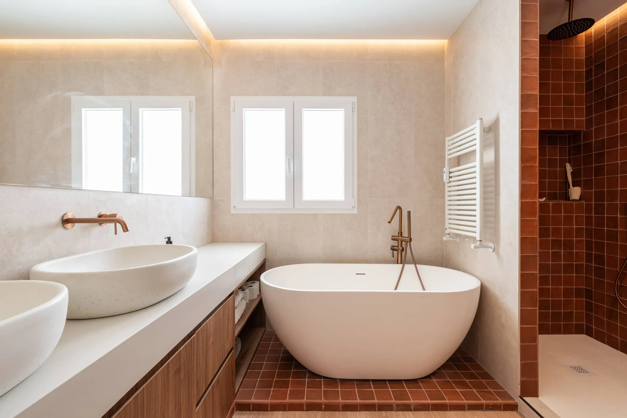 LED stripes in bathroom